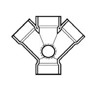 3" DWV PVC Double Wye w/ 2" Side Inlet P611S-030
