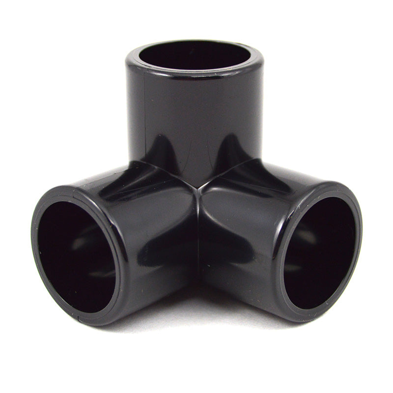 1/2" 3-Way PVC Furniture Fitting - Black