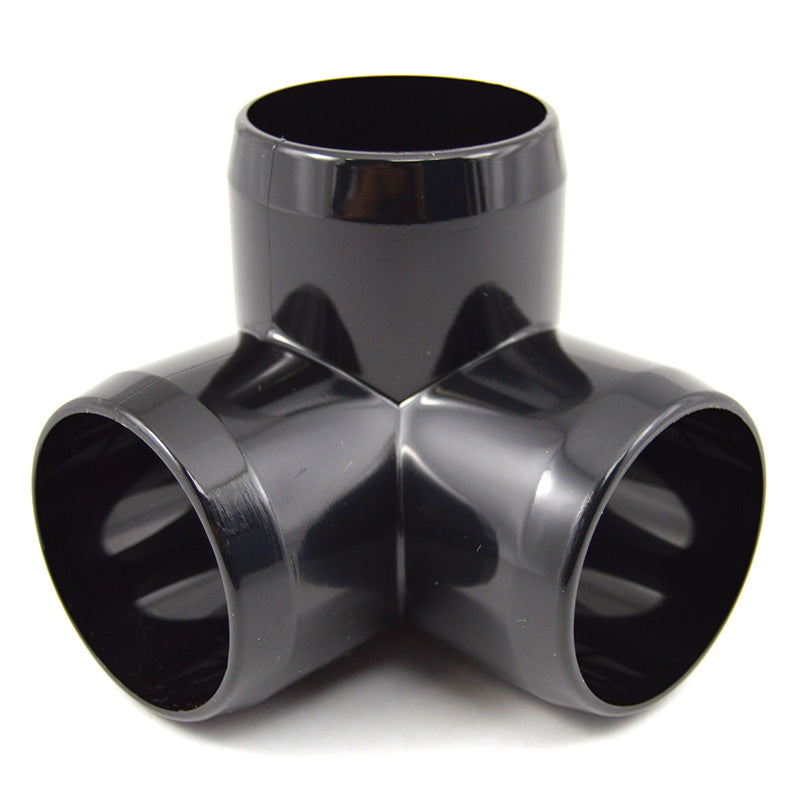 1-1/2" 3-Way PVC Fitting - Black Furniture Grade