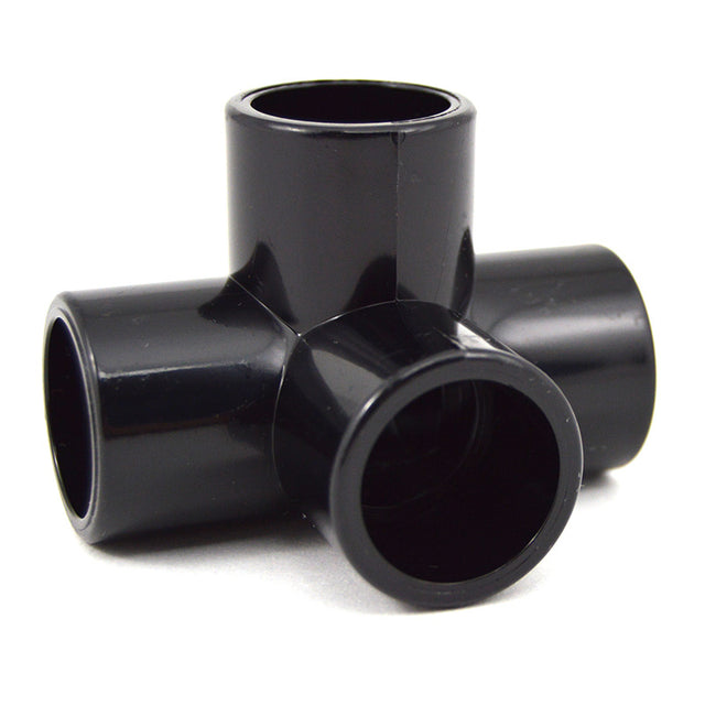 1/2" 4-Way Black PVC Fitting - Furniture Grade