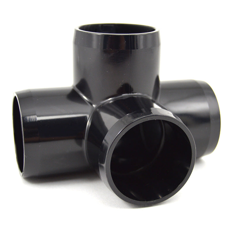 1-1/4" 4-Way PVC Fitting - Black Furniture Grade