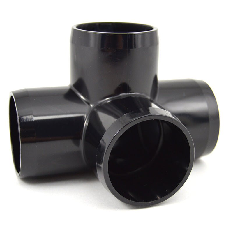 1-1/2" Black PVC 4-Way Fitting - Furniture Grade