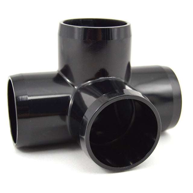 1-1/2" Black PVC 4-Way Fitting - Furniture Grade