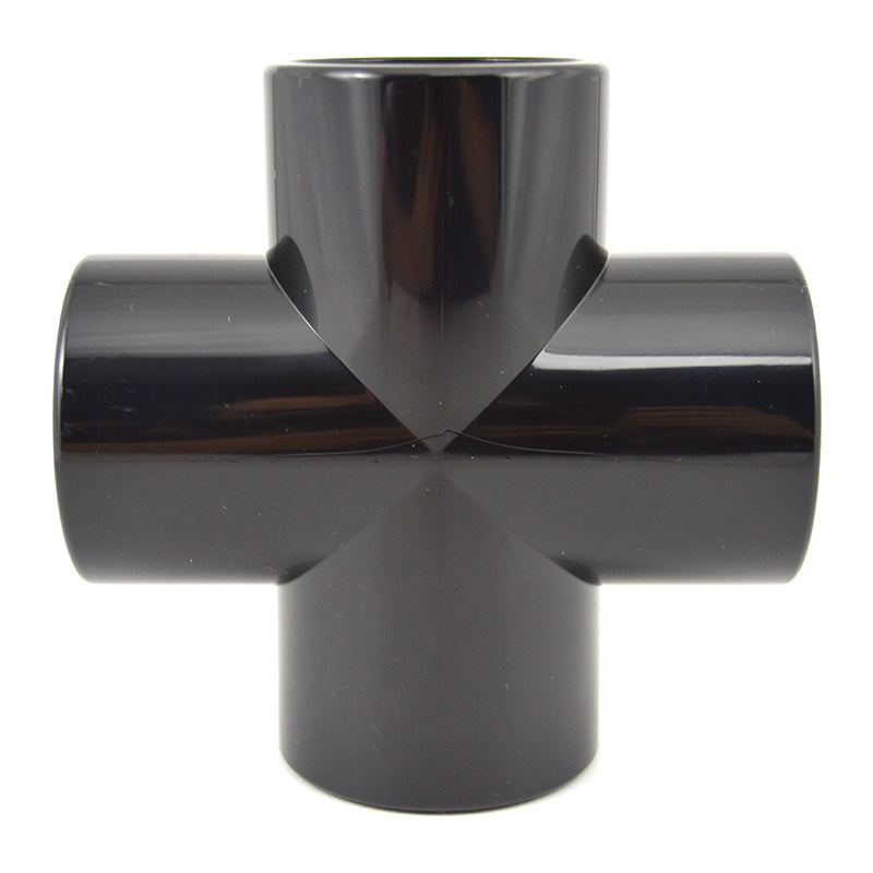 1-1/2" Black PVC Cross - Furniture Grade