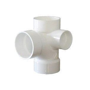 4" x 4" x 4" x 2" DWV PVC Sanitary Tee with Right Side Inlet D417-420