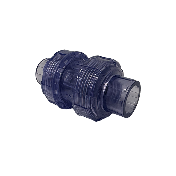 1/2" Clear PVC True Union Swing Check Valve - side view