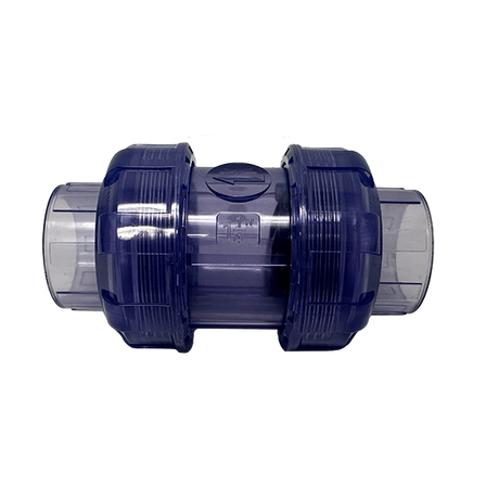 1 1/4" Clear PVC True Union Swing Check Valve - Socket (SK-TUSC-012) - front