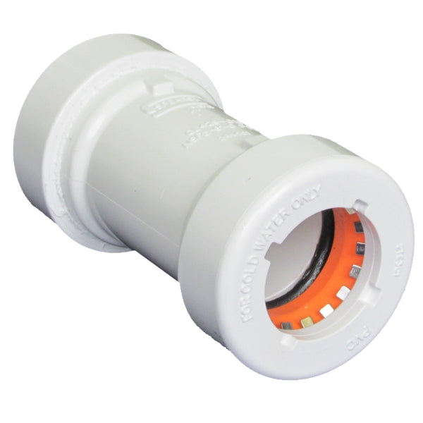 White PVC 235PSI GripLoc Socket Coupling