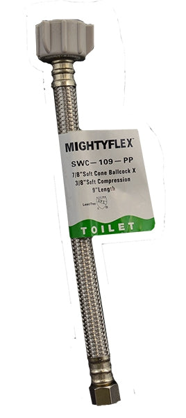 9" stainless steel faucet connector with tag