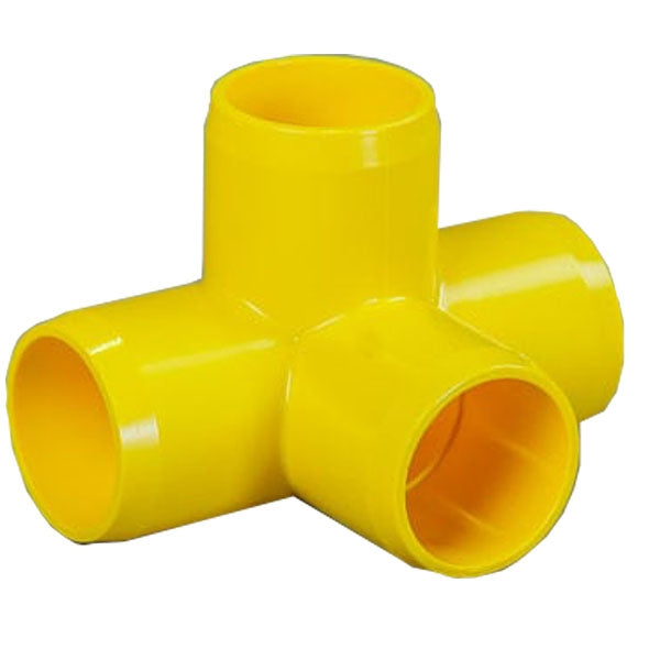 Yellow 1" Furniture Fitting 4-way (FF-4W-010-YELLOW)