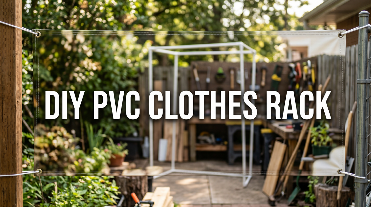 banner titled diy pvc clothes rack