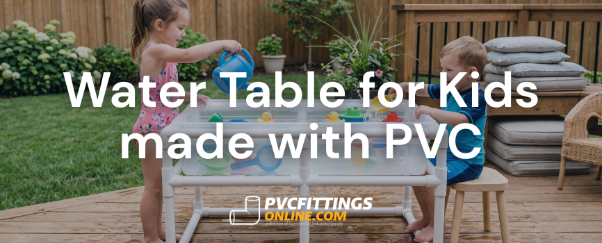 water table for kids made with PVC title banner