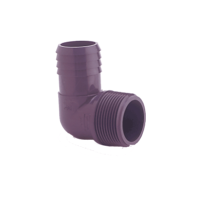 1/4" Par-Barb&#174; Series Black Polypropylene 90&#176; Elbow, Insert Barb x MPT Ends