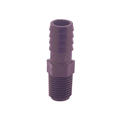 3/8" x 1/2" Par-Barb&#174; Series Black Polypropylene Connector, Insert Barb x MPT Ends
