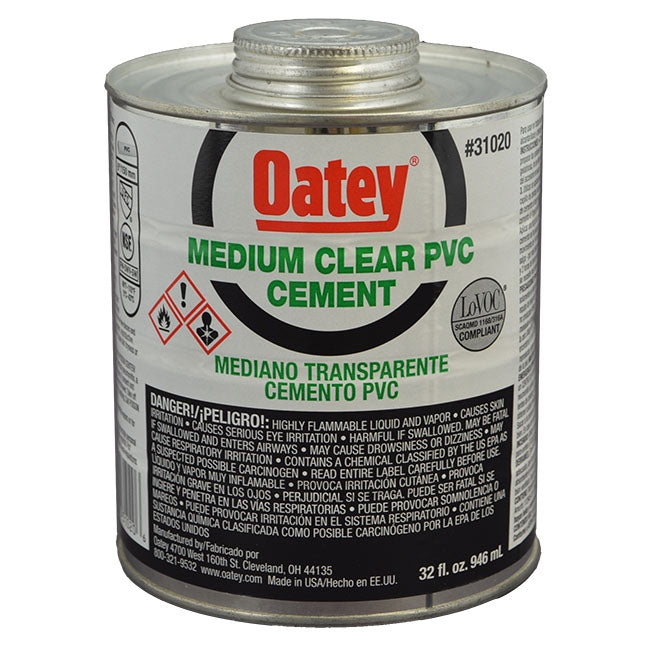 Oatey Medium Body Clear PVC Cement - Quart – PVC Fittings Online