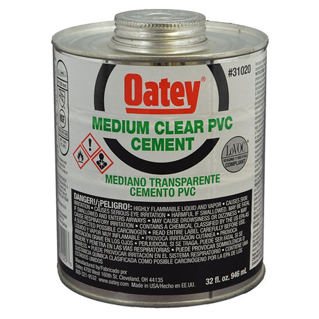 Oatey Medium Clear PVC Cement - Quart (31020)