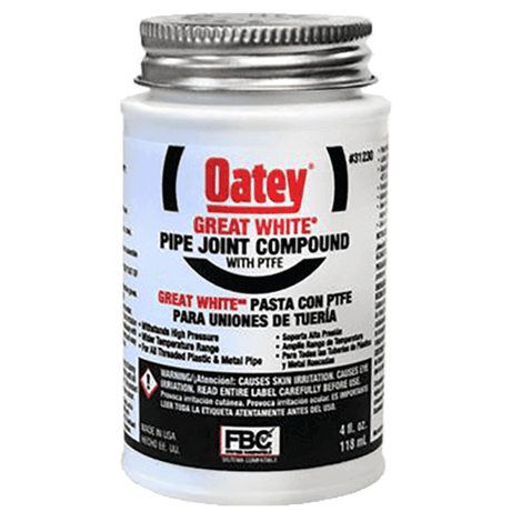 Oatey - Great White Pipe Joint Compound w/ PTFE - 4oz (31230)