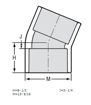 12" Sch 40 PVC 22-1/2 Elbow Soc 416-120F (Fabricated Fitting)