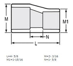1-1/2" x 1-1/4" Sch 40 PVC Eccentric Reducer Coupling Soc 429-212FE (Fabricated Fitting)