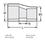 2" x 1" Sch 40 PVC Eccentric Reducer Coupling Soc 429-249FE (Fabricated Fitting)