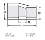 2" x 1-1/2" Sch 40 PVC Eccentric Reducer Coupling Soc 429-251FE (Fabricated Fitting)