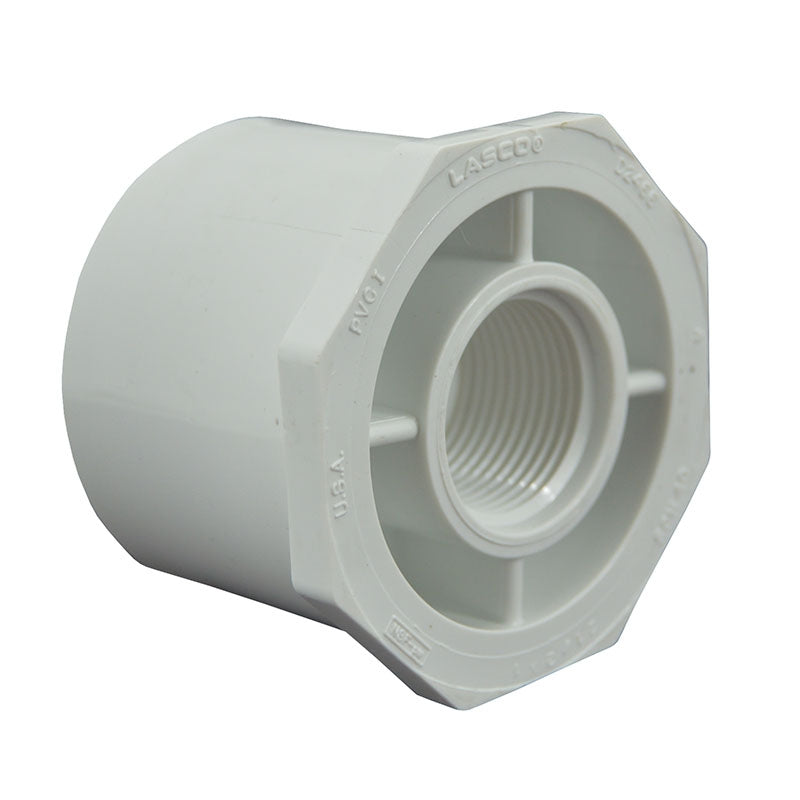 2-1/2" x 1" Sch 40 PVC Reducer Bushing Flush Style 