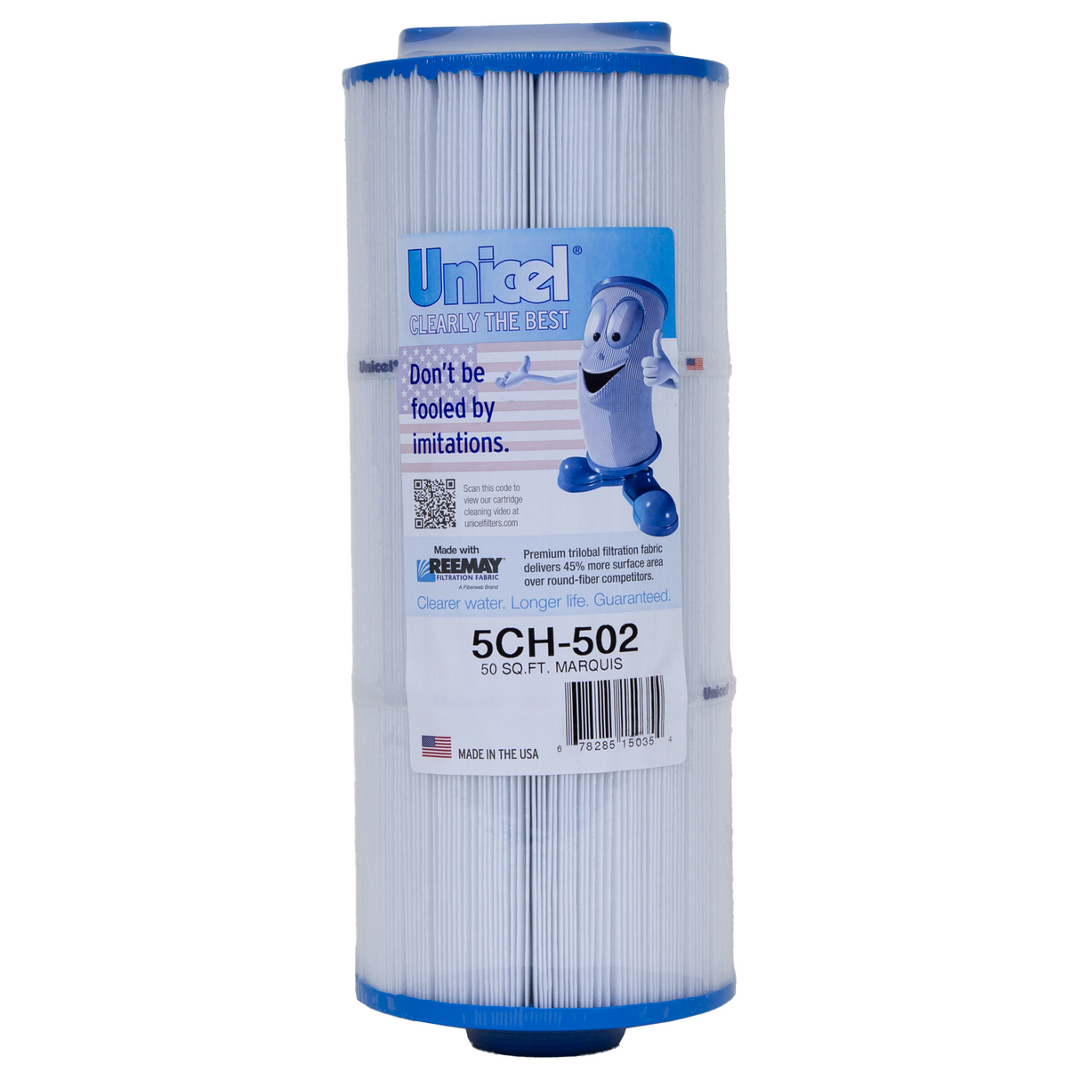Unicel 5CH-502 5000 Series 12-1/2 in x 5-3/16 in Pleated Filter Cartridge 50 sq.ft.