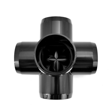1-1/4" Black PVC 5-Way Furniture Fitting Top View