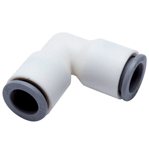 3/8" LIQUIfit&#174; Series White Bio-Based Polymer 90&#176; Union Elbow, Push-To-Connect, EPDM O-Ring, Stainless Steel Gripping Ring