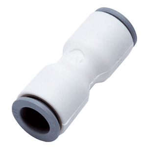 1/2" LIQUIfit&#174; Series White Bio-Based Polymer Union Connector, Push-To-Connect, EPDM O-Ring, Stainless Steel Gripping Ring