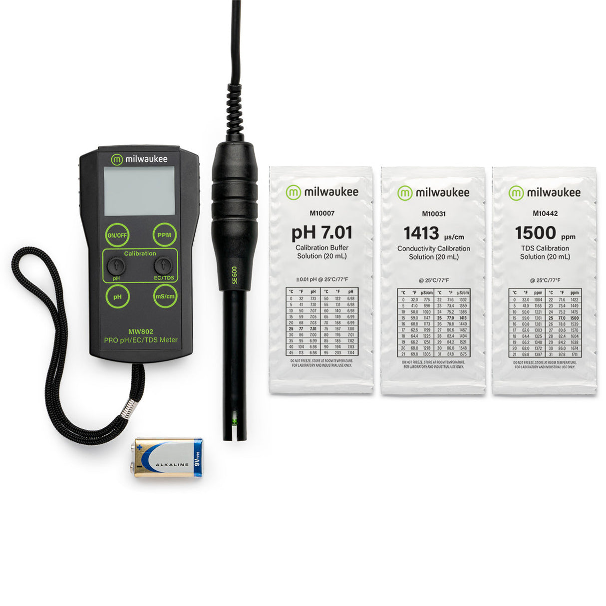 Milwaukee Instruments MW802 PRO 3-in-1 pH, EC, TDS Combo Meter with ATC