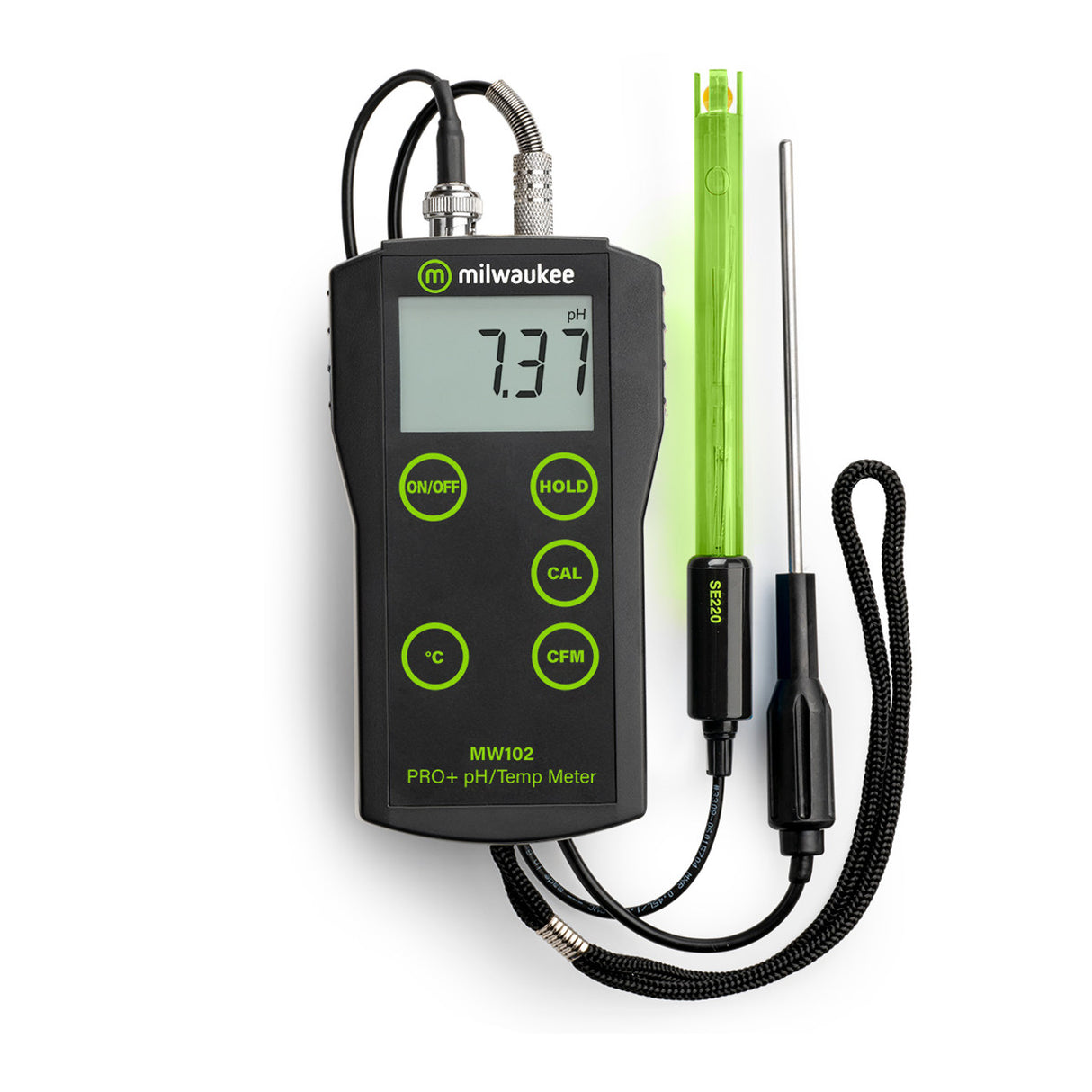 Milwaukee Instruments MW102 PRO+ 2-in-1 pH and Temperature Meter with ATC