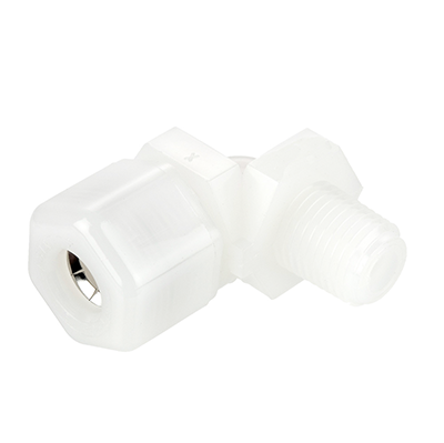 3/8" x 3/4" Fast & Tite&#174; White Nylon 90&#176; Elbow, Tube x MPT, Nitrile O-Ring, Ferrule Nut