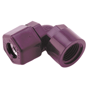 1/2" Fast & Tite&#174; Black Polypropylene 90&#176; Elbow, Tube x FPT, Nitrile O-Ring, Ferrule Nut