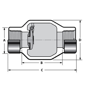 1-1/2" PVC Clear Utility Spring Check Valve - SR Threaded ends (S1580C-15FSR)