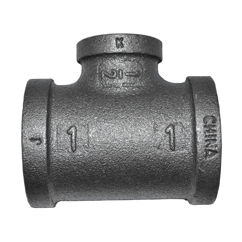 1" x 1" x 1/2" Black Malleable Iron Tee Fitting