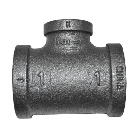 1" x 1" x 1/2" Black Malleable Iron Tee Fitting