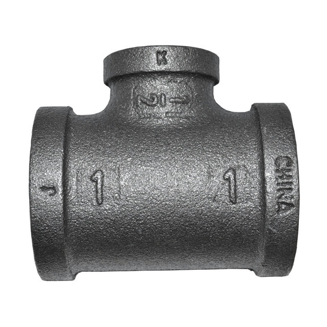 1" x 1" x 1/2" Black Malleable Iron Tee Fitting