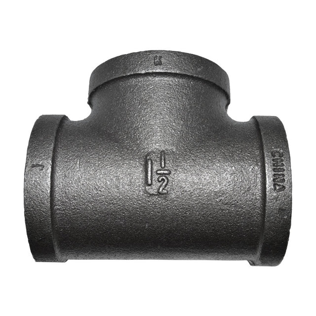 1-1/2" Black Malleable Iron Tee Fitting