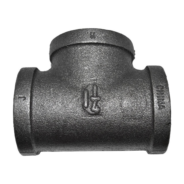 1-1/4" Black Malleable Iron Tee Fitting