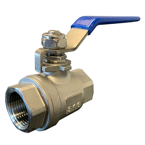 1-1/2" Flui-PRO 2pc Stainless Steel 316 Ball Valve - Threaded