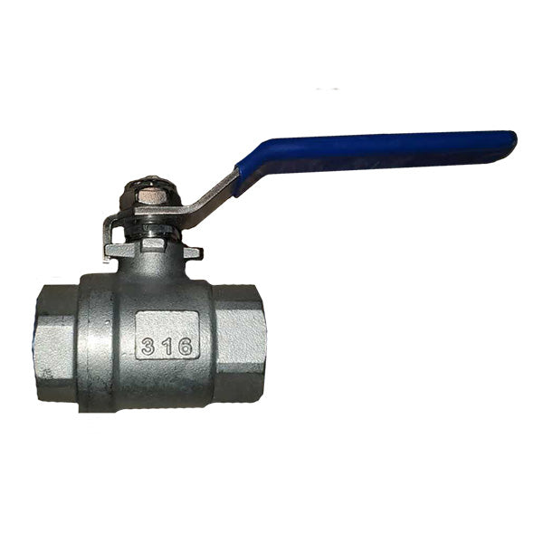 1-1/2" Flui-PRO 2pc Stainless Steel 316 Ball Valve - Threaded Side View