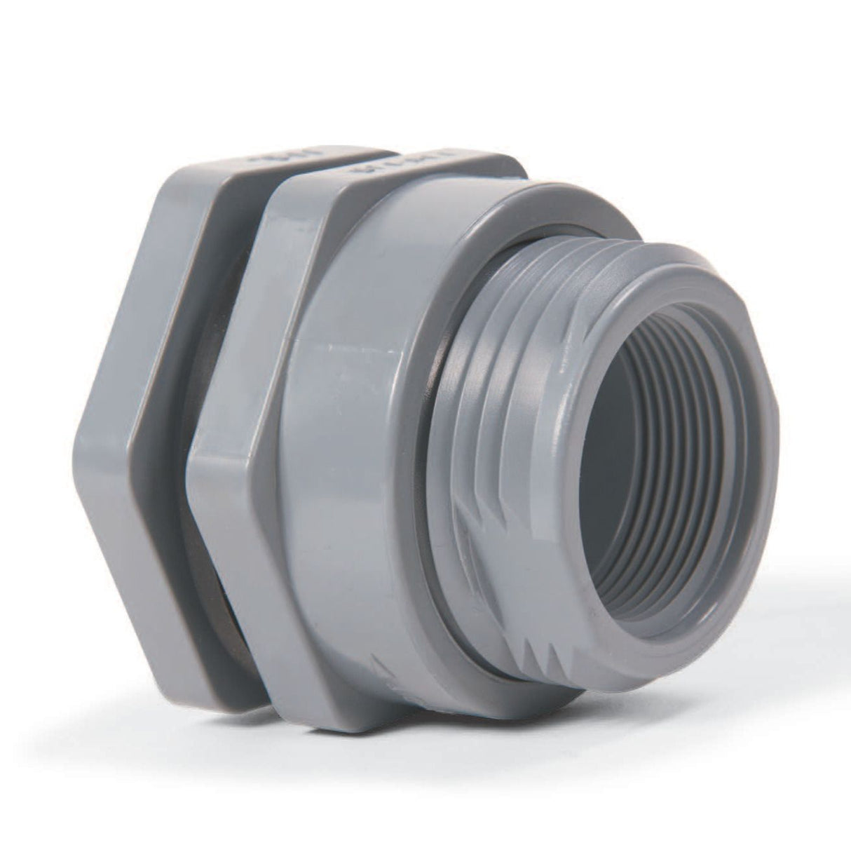 1/2" PVC Bulkhead Fitting w/EPDM gasket; Threaded x Threaded End connections