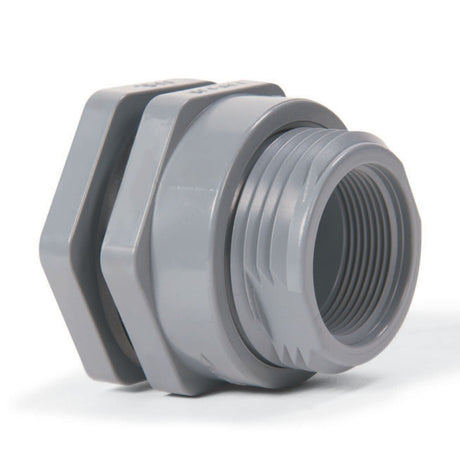 Product Image for - 1/2" PVC Bulkhead Fitting w/EPDM gasket; Threaded x ...