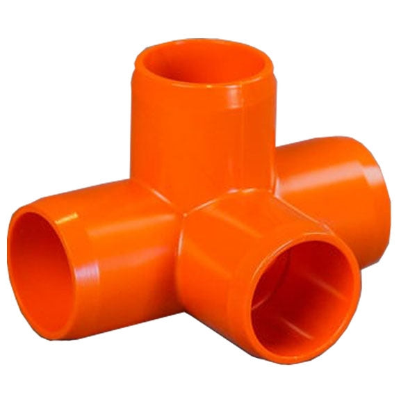 Orange 1-1/2" Furniture Fitting 4-way (FF-4W-015-ORANGE)
