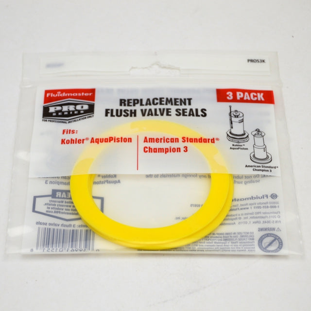 three yellow flush valve seals front