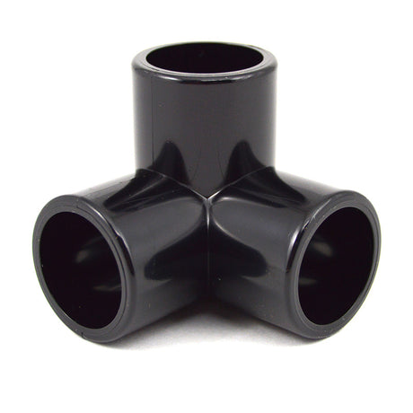 1/2" 3-Way PVC Furniture Fitting - Black