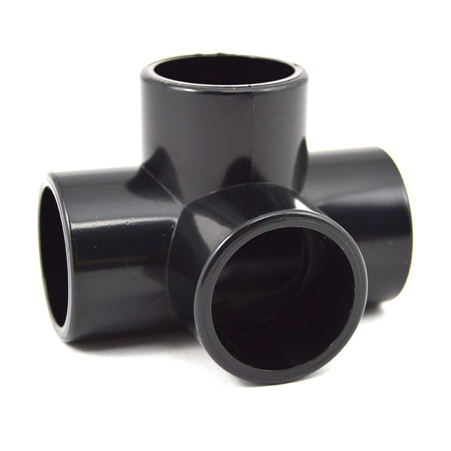 1" 4-Way Furniture Fitting - Black PVC