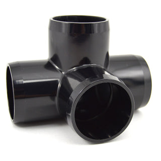 Collection Image for - 1-1/2" Black PVC 4-Way Fitting - Furniture Grade