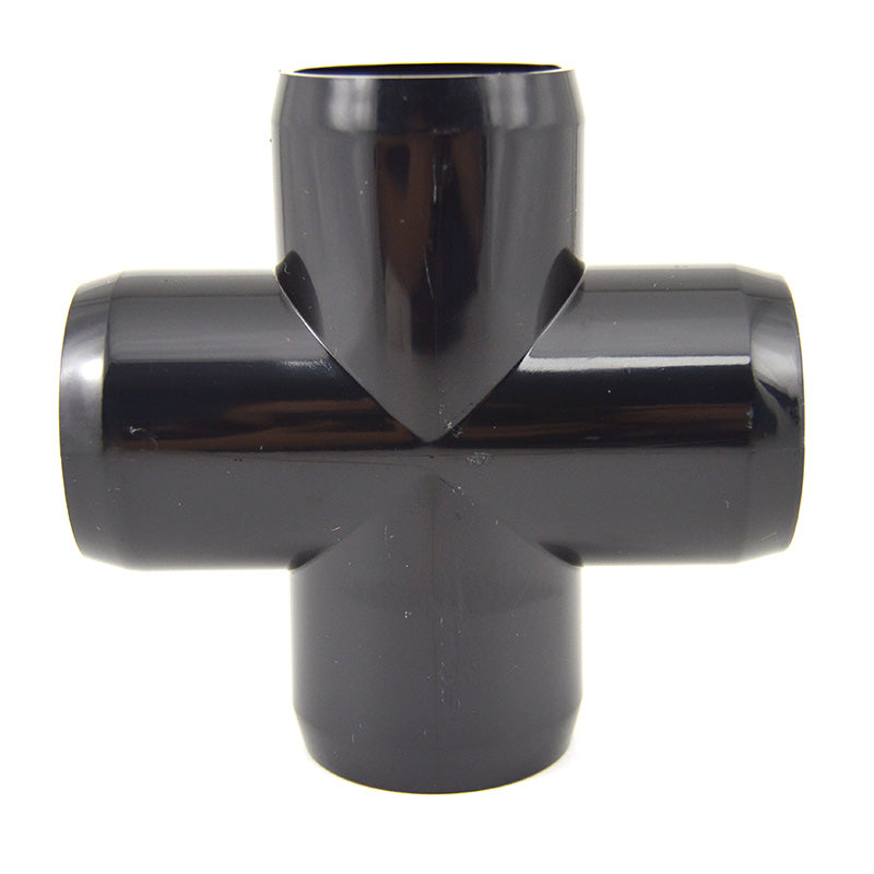 1-1/4" PVC Cross - Black Furniture Grade
